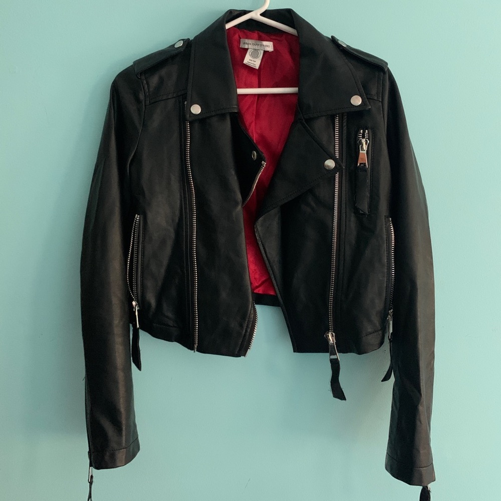 Urban Outfitters crop faux leather jacket